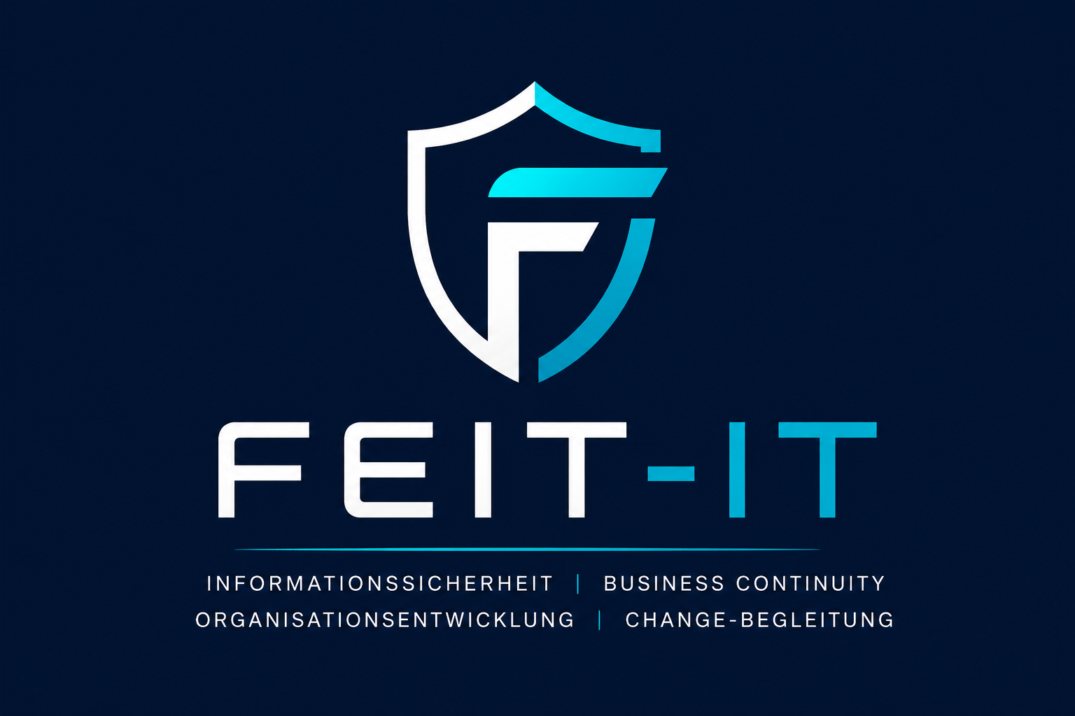 FEIT-IT Markenlogo mit den Schwerpunkten Informationssicherheit, Business Continuity, Organisationsentwicklung und Change-Begleitung